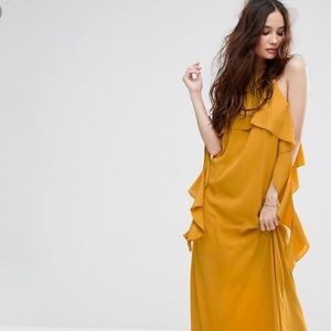 Missguided ruffle sleeve cold shoulder maxi dress